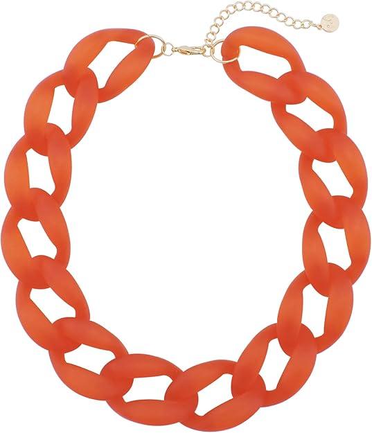 Firstmeet Chunky Acrylic Necklace Smooth Chain Link Cool Statement Choker Cuban Style Jewelry Gift for Women