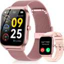 CASCHO Smart Watch for Women (2 Bands), Bluetooth Call Smartwatch with AI Voice,1.85" HD Fitness Watch,Heart Rate/SpO2/Steps/Sleep Monitor,120+ Sports Modes,Smart Watches for Android iOS-Rose Gold