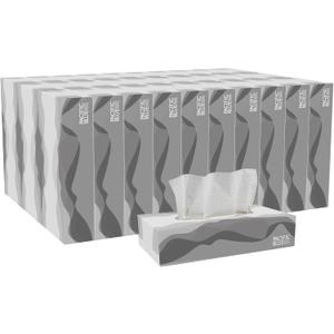 Georgia-Pacific Pacific Blue Basic 2-Ply Facial Tissue (47410), 100 Sheets Per Box, 30 Flat Boxes Per Bulk Case
