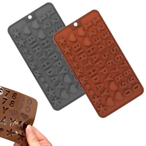 TQEONKL Silicone Chocolate & Cake Making Molds, 2PC Letter & Number, Grey & Brown, Flat, BPA Free, Oven, Microwave, Freezer & Dishwasher Safe