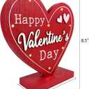 Valentines Day Dcor Led Light Red Heart Valentines Decorations Happy Valentine's Day Sign Wooden Block Farmhouse Rustic Table Sign for Home, Dining Room, Fireplace