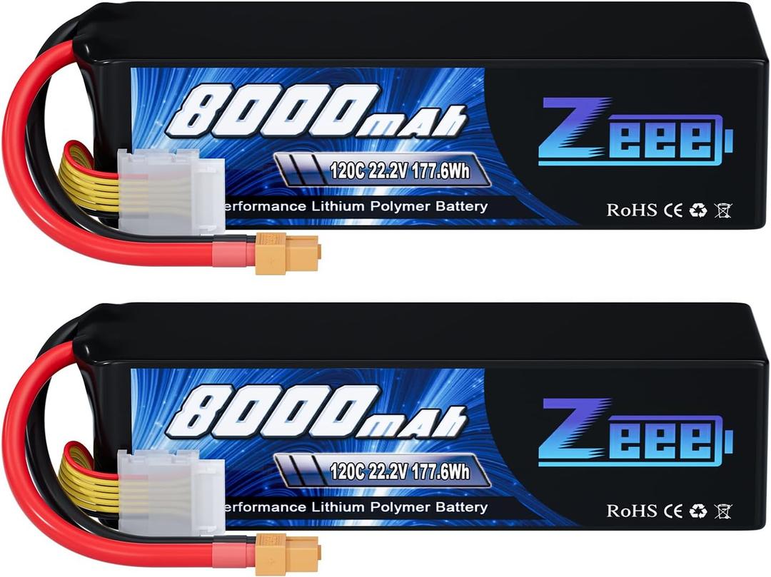 Zeee 6S Lipo Battery 8000mAh 22.2V 120C Soft Pack RC Battery XT60 Connector for RC Car Truck Desert Racer RC Drone RC Tank Racing Hobby Models(2 Pack)