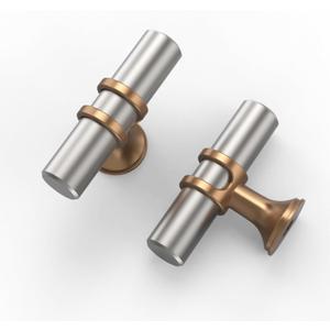Asidrama 10 Pack Brushed Satin Nickel and Champagne Bronze Kitchen Cabinet Knobs Cabinet Hardware Zinc Knobs for Dresser Drawers (Single Hole Knob)