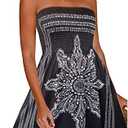 CHICGAL Summer Dresses for Women Beach Cover Ups Strapless Boho Floral Print Sundress, XL