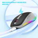 PEIOUS Wireless Mouse Jiggler - LED Wireless Mice with Build-in Mouse Mover, Rechargeable Moving Mouse for Laptop with Undetectable Random Movement Keeps Computers Awake - Black & Grey