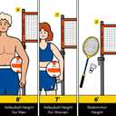 A11N SPORTS Outdoor Volleyball and Badminton Combo Set - Includes Adjustable Height Anti-Sag Net, Volleyball, Air Pump, 4 Badminton Rackets, 2 Shuttlecocks, Boundary Line Marker, and Carrying Bag