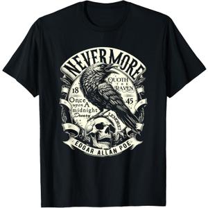 Edgar Allan Poe Nevermore Quoth The Raven T-Shirt (Black, Small)