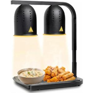 SYBO DL2112 Commercial Grade Food Heat Lamp, Portable Electric Food Warmer, 2-Bulb 500W with Free-Standing, Black
