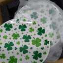 Hushee 6 Pcs St. Patrick's Day Ceramic Shamrock Plates 6 Inch Irish Dessert Platter Serving Plate Clover Leaf Salad Dishes Tableware for St. Patrick's Celebration, Dinner Party, Gift(Cute) (green, white)
