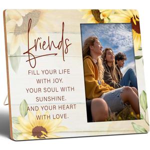 Best Friend Picture Frame 4"x6" - Friends Fill Your Life With Joy - Gifts for Friend, Besties, BFF, Long Distance Friends Gifts, Wall Mount & Table Top.(080)