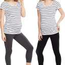 Motherhood Maternity womens Maternity Bump Start 2 Pack Under Belly Casual Leggings Medium 
