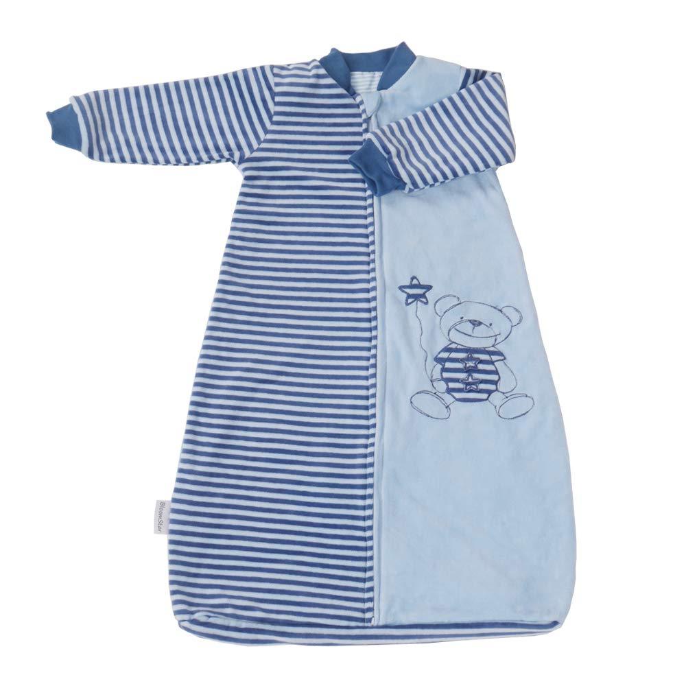 Long Sleeve Toddler Sleep Sack 18-36 Months, 2.0 Tog Baby Sleep Bag with Arms, Soft Cotton Velvet Wearable Blanket for Winter & All Seasons, Diaper Change Zipper, Safe & Cozy Sleeper for Boys (Blue)
