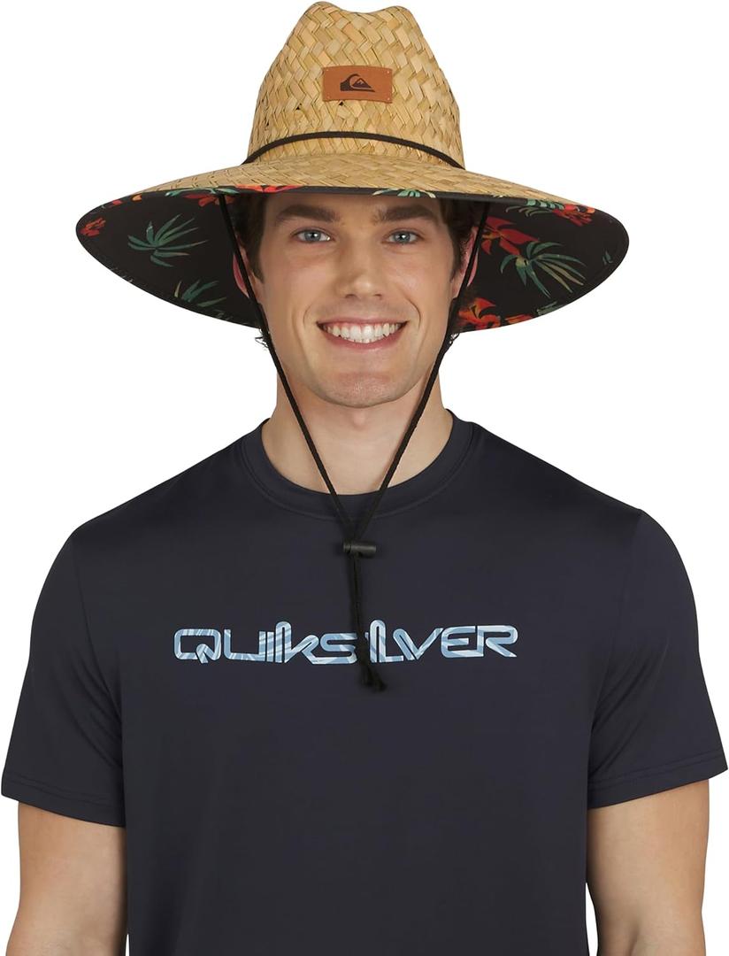 Quiksilver Men's Wide Brim Outdoor Lifeguard Straw Sun Hat (Large-X-Large, Black)