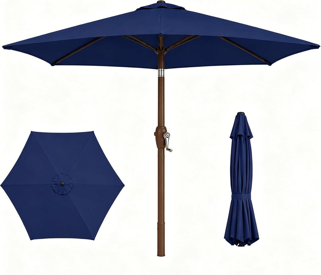 7.5ft Patio Umbrella, Outdoor Table Market Umbrella with Smooth Crank Lift, 6 Windproof Fiberglass Ribs, UPF50+ UV Protection for Deck, Pool, Garden and Backyard