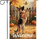 Welcome Fall Garden Flag German shepherd Garden Flags 12.5x18 Inch Double Sided Vertical Small Pumpkin Villa Outside Patio Burlap Decor Rustic Farmhouse Home Yard Lawn Thanksgiving Decoration (RMQ-696)