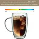 DINGPAl 15 oz Double Walled Glass Coffee Mugs, Set of 4 Large Double Wall Layer Coffee Mug Insulated Borosilicate Glass Cups with Handle and Spoon for Latte, Cappuccino, Espresso, Americano