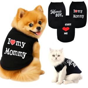 3 Pack Dog Clothes Shirts, Funny Letter Print Pet T Shirts Puppy Clothes for Cats & Small Breeds Summer Dog Outfits (Black), XS