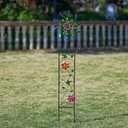 DREAMYSOUL Wind Spinner Outdoor, Wind Sculpture & Weathervane with Decorative Trellis for Climbing Plants, Kinetic Wind Spinners for Yard and Garden