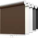 LazBlinds No Tools No Drill Cordless Roller Shades, 100% Blackout Roller Blinds for Windows, Thermal Insulated UV Protection Waterproof Roll Up Window Blinds and Shades, 20'' W x 72'' H, Brown