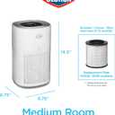 Clorox HEPA Air Purifiers for Home, True HEPA Filter, Medium Rooms Up to 1,000 Sq Ft, Removes 99.9% of Mold, Viruses, Wildfire Smoke, Allergens, Pet Allergies, Dust, AUTO Mode, Whisper Quiet