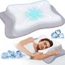 Ergonomic Memory Foam Neck Pillow with Cooling Case - Adjustable Orthopedic Contour Support for Side, Back, Stomach Sleepers