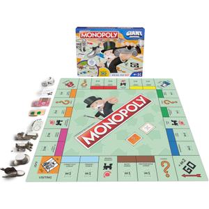 Spin Master Games, Monopoly Giant Edition, Classic Family Board Game for Indoor & Outdoor Play with Oversized Board, Screenless Activity, 2-4 Players, for Ages 6 & Up