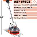 HHQ 15" Floor Buffer Machine, Commercial Floor Scrubber Machine with Brushes and Pads, Heavy Duty Floor Cleaner and Polisher- Deep Clean and Polish Your Floors with Ease