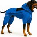 LOVELONGLONG Waterproof Dog Raincoat with Removable Hood  Outdoor Full Body Dog Jacket, Windproof Snowproof Shell Suit  All Season Pet Rain Gear Blue L (L (Back 16.5"))