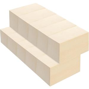 10 Pack Basswood Carving Blocks, 4x2x2 inch Unfinished Bass Wood Blocks for Wood Carving, Arts, Crafts, Class, Christmas DIY Supplies