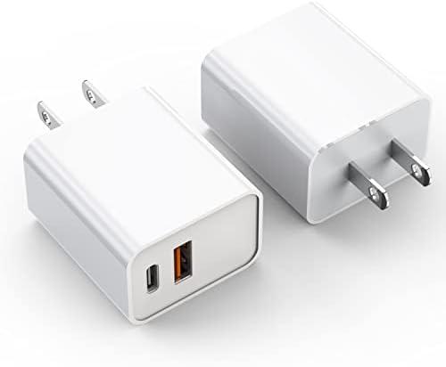 iPhone 17/16 Charger Block, 2Pack 20W Dual Port PD Fast USB C Wall Charger Adapter + USB A Quick Charging Brick Plug Compatible with iPhone Air/17/16/15/14/13/12/11/Pro Max/Plus/XS/XR/X,iPad,AirPods