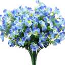 10 Bundles Artificial Orchid Flowers, Fake Artificial Greenery UV Resistant No Fade Faux Plastic Flower for Wedding Bridal Bouquet Indoor Outdoor Home Garden Kitchen Office Table Vase(Blue)