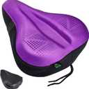 Zacro Bike Seat Cushion - Padded Gel Bike Seat Cover for Men & Women, Padding Bicycle Saddle fit with Peloton/Spin Stationary Exercise/Mountain Road Cycling Bike (Wide, Purple)