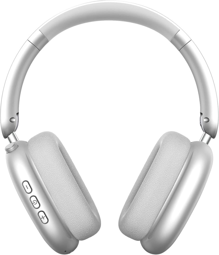 Y01 Wireless Over Ear Headphones, Noise Canceling Bluetooth 5.3 Headphones with Microphones,Hi-Res Audio,48H Playtime,Foldable,Breathable Soft Earpads for iOS/Android/Samsung/PC-Silver (Silver)