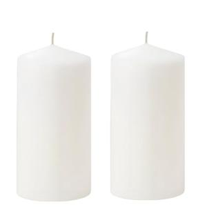 SwandTanpand White Pillar Candle Set - 2 Unscented Decorative,Parties, Large Candles, White Candle Columns, Column Candles Clearance or Kwanzaa, 2.4" x 6" (2PC, 6cmX15cm)