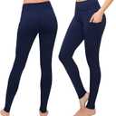 SATINA High Waisted Leggings for Women - Comfortable and Stretchy in Versatile Sizes and Colors (One Size Plus, Navy)