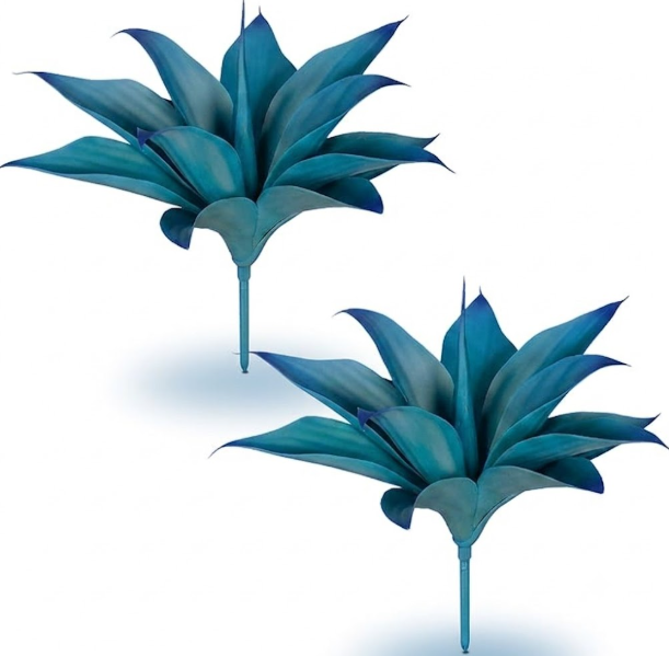 Artificial Agave Plants, UV Resistant Fake Agave Planters for Indoor and Outdoor Decorating Artificial Plants for Outdoors Fake Plants (2Pack) Blue