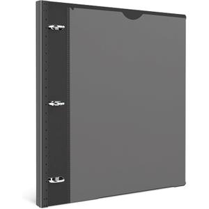 INFUN 1 Inch Telescoping 3 Ring Binder - 1PCS-Black, Flexible Binders with Customizable Front Cover and Clear Catalog Pocket, 1 Inch Rings, 225 Sheet Capacity