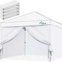 10x10 Canopy Sidewalls 4-Pack with Zipper Door, 210D Heavy Duty Sunwall for Instant Pop Up Tent, Waterproof Canopy Walls for Outdoor Camping (White, Sidewalls Only)