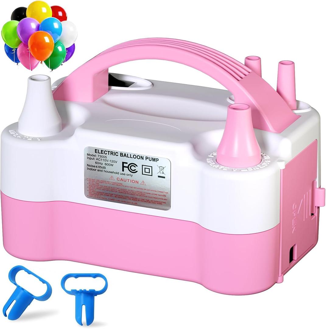 SINBEE Balloon Pump Electric Party Decorations - Portable Dual Nozzle Balloon Inflator for Party Balloons, Birthday, Baby Shower