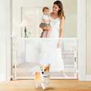 Puppalace Retractable Baby and Dog Gate 55 Inch Wide 33 Inch Tall White