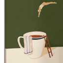 WALLZK Framed Coffee Wall Art Fun Kitchen Wall Decor Canvas Prints Trendy Vintage Pop Cafe Bar Painting Pictures for Modern Home Dining Room 16"x24"