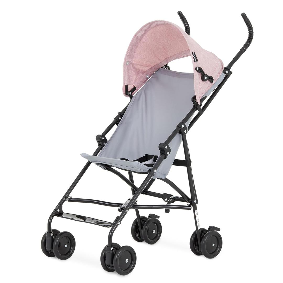 Dream On Me Aero Travel Umbrella Stroller, One-Hand Quick Fold, 3-Point Safety Harness, Dual Brakes, Adjustable Removable Canopy, Lightweight Compact & Space-Saving for Infants and Toddlers Pink