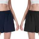 Women's Sweat Shorts Comfy Lounge Running Shorts Gym Summer Casual High Waisted Athletic Shorts with Pockets (Black, M)