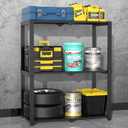 Hastatii 3-Shelf Storage Shelving Unit Metal Rack Heavy-Duty 28"x13.5"x33.5" for Garage, Kitchen and Bedroom Layers Increased Black