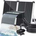 POPOSOAP 70W Solar Pond Waterfall Spillway with Fountain Pump, 304 Stainless Steel & Filtration System Pond Waterfall, 9.8FT Tubing for Koi Ponds, Garden Fountains & Landscape Water Features-P5703S