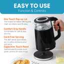 Elite Gourmet 1.7L Dual Wall Cool Touch Electric Tea Kettle, Borosilicate Glass, 304 Stainless Steel Interior, Programmed Digital Touchscreen, Keep Warm, Auto Off & Audible Indicator, Black