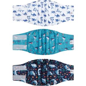 CuteBone Dog Diapers Male Belly Bands 3 Pack for Male Dogs Reusable Puppy Wraps DM63M (M(14"-17"))