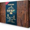 XXL American Black Walnut Cutting Board (ExtraThick 1.7"), Premium Quality & Professional Butcher Block. Heavy Duty End Grain Wood Chopping Board 24"L x 15"W (Oil bottle & Plate included)