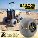 Sekey Beach Wagon with 12" Big Wheels for Sand, Heavy Duty Collapsible Beach Cart with Balloon Tires, Foldable Utility Sand Wagon for Outdoor Camping, Fishing & Groceries.Black