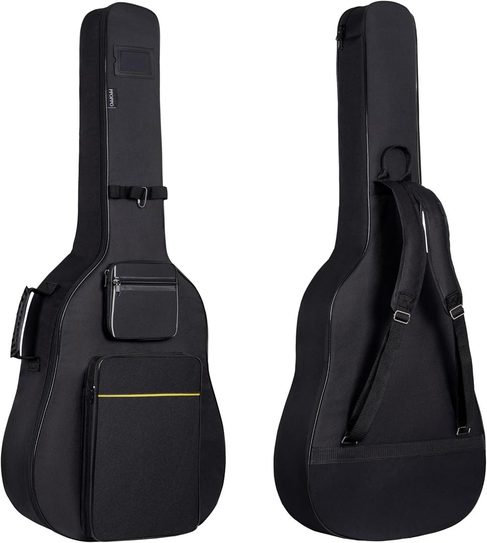 40 41 42 Inch Acoustic Guitar Bag, Oxford Fabric with 0.35" Thick Padding, Water Resistant Gig Bag, 3 Storage Pockets, Side Handle & Back Hanger Loop, Adjustable Dual Shoulder Straps, Black